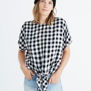Madewell Button-Back Tie Tee in Buffalo Check‎ Small